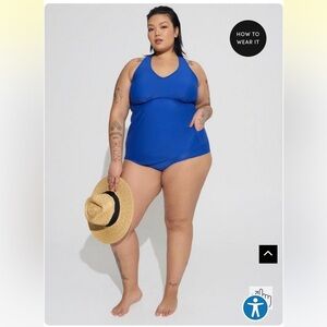 New! Set! Torrid sz 2 Surf the Web Swim Bathing Suit Tankini Pocket Bottom 2X